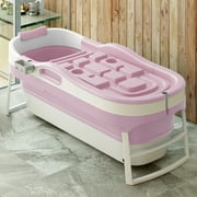 ijuicy Large Adult Foldable Bath Tub, Portable Bathtub with Lid, PP and TPE Collapsible Tub - Pink